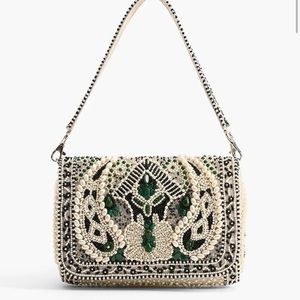 EMERALD STONE EMBELLISHED SHOULDER BAG